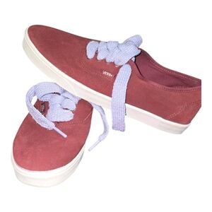 Vans Authentic Red Suede Sneakers Men 8.5 Women 10 Skate Shoes